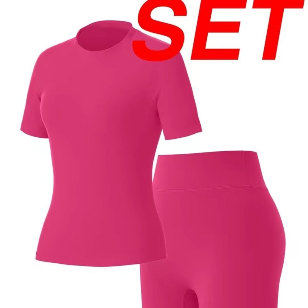 Women’s Short Sleeve Active Set - Hot Pink